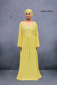 Long Kaftan with Intricate Metallic Yoke Detail - غاجي والا إكسبورت Gajiwala Export
