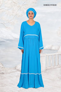 Long Kaftan with Pleated Waist and Lace Trim - غاجي والا إكسبورت Gajiwala Export