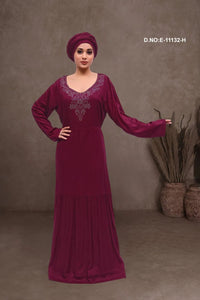 Long Kaftan with Textured and Beaded Yoke - غاجي والا إكسبورت Gajiwala Export