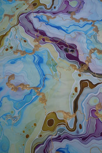 Marbled Viscose Silk Fabric with Gold Thread Outlining - غاجي والا إكسبورت Gajiwala Export