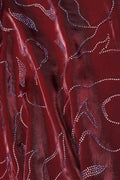 Maroon Fabric with Abstract Linear Trace Pattern - غاجي والا إكسبورت Gajiwala Export