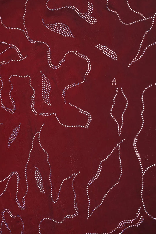Maroon Fabric with Abstract Linear Trace Pattern - غاجي والا إكسبورت Gajiwala Export
