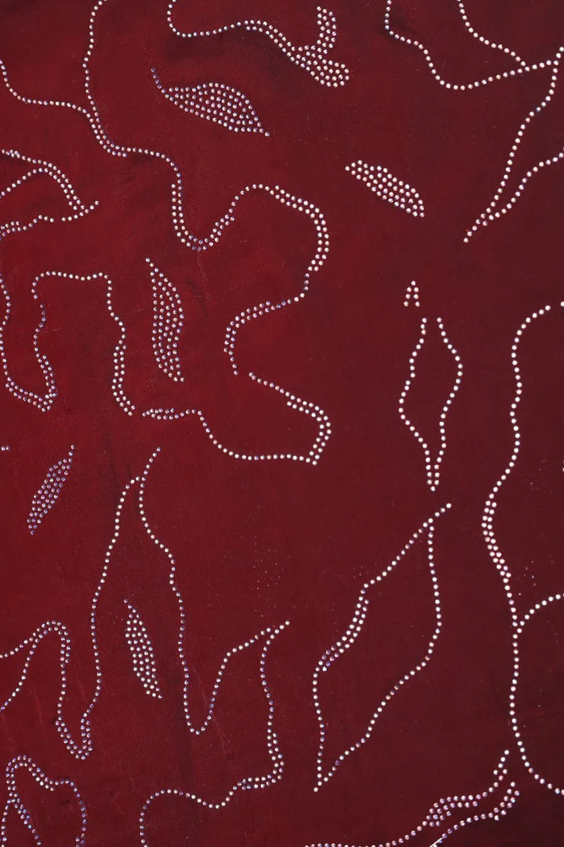 Maroon Fabric with Abstract Linear Trace Pattern - غاجي والا إكسبورت Gajiwala Export