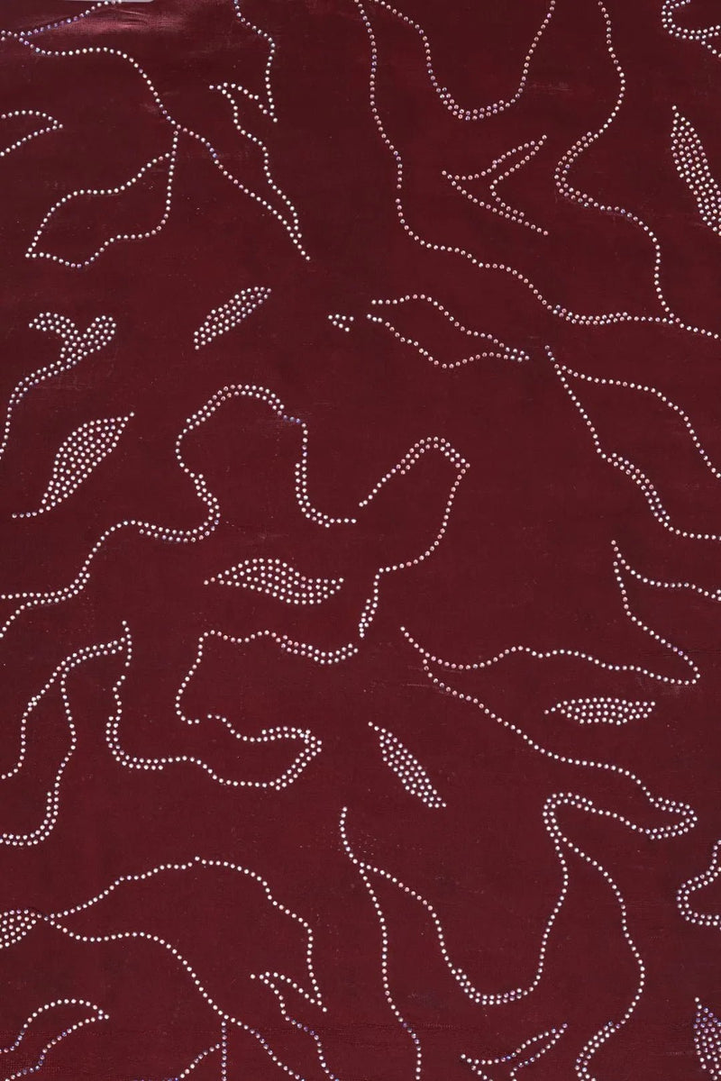 Maroon Fabric with Abstract Linear Trace Pattern - غاجي والا إكسبورت Gajiwala Export