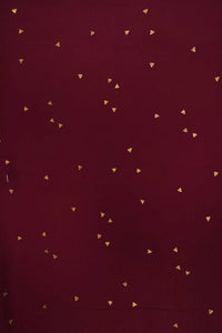 Maroon Fabric with Gold Triangle Foil Print - غاجي والا إكسبورت Gajiwala Export