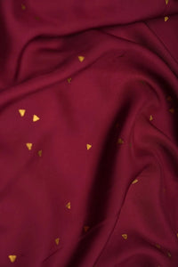 Maroon Fabric with Gold Triangle Foil Print - غاجي والا إكسبورت Gajiwala Export
