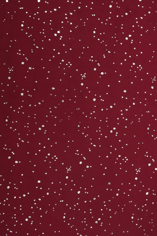 Maroon Fabric with Scattered Silver Foil Print - غاجي والا إكسبورت Gajiwala Export