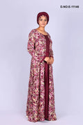Maroon printed Kaftan with Abstract Print and Deep Yoke- غاجي والا إكسبورت Gajiwala Export