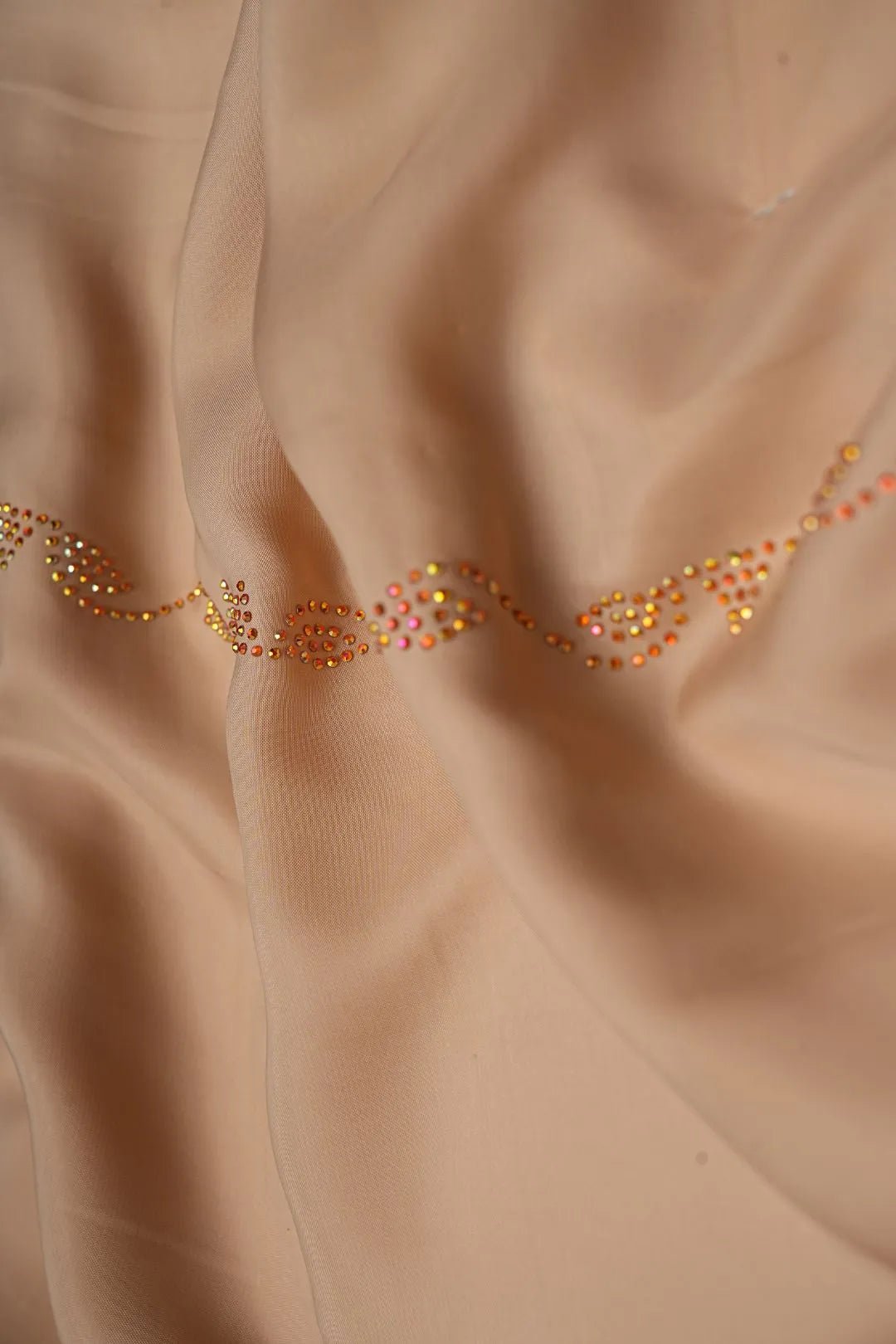Matte Nude with Single Vertical Sequin Fabric - غاجي والا إكسبورت Gajiwala Export