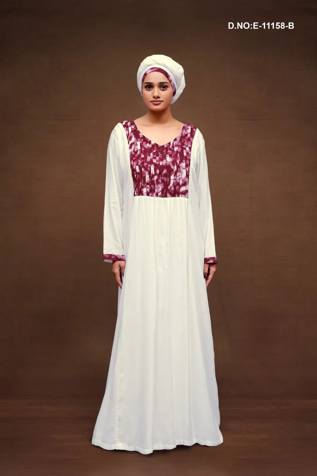 Maxi Kaftan for women with Abstract Printed Yoke Detail - غاجي والا إكسبورت Gajiwala Export