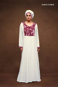 Maxi Kaftan for women with Abstract Printed Yoke Detail - غاجي والا إكسبورت Gajiwala Export