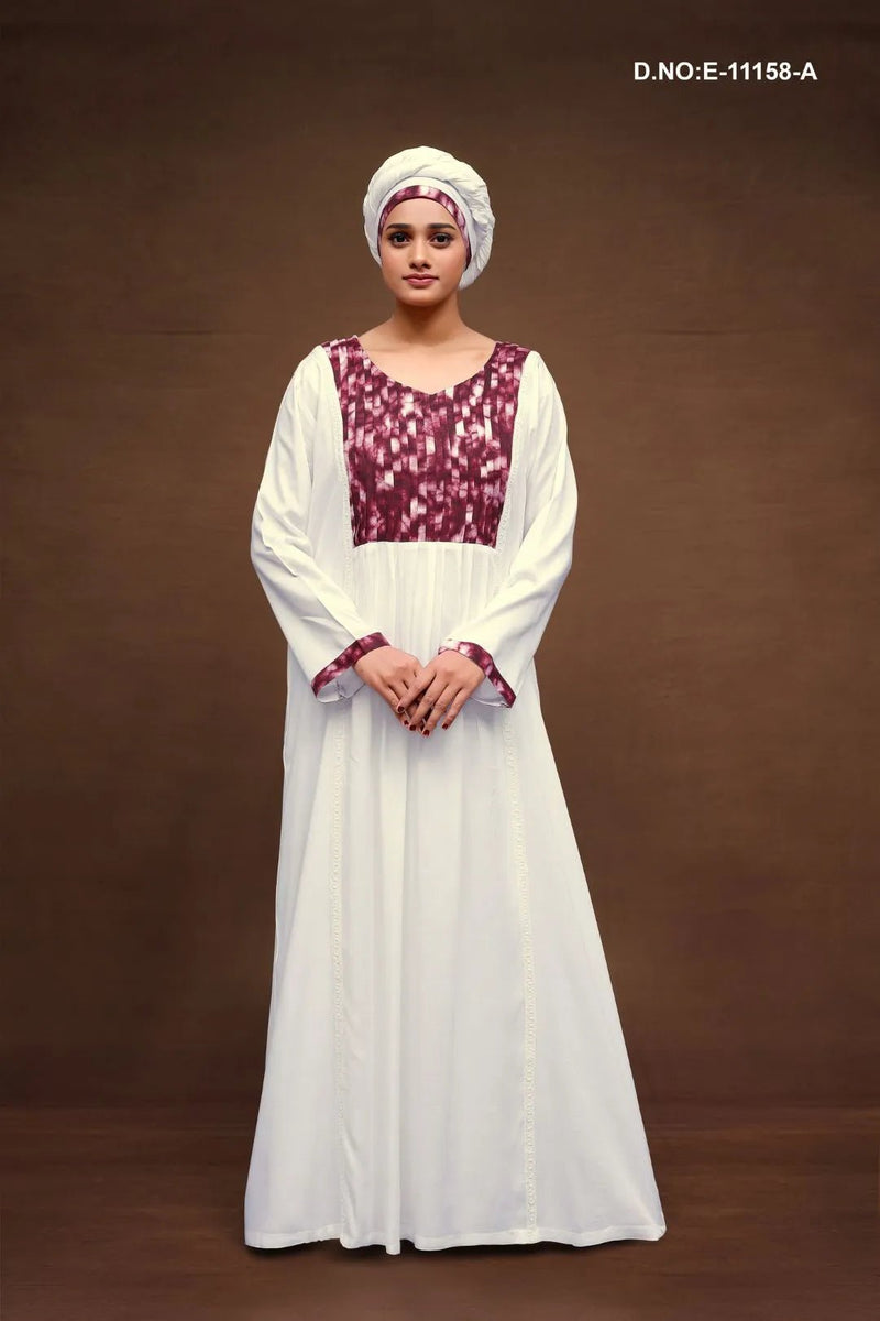 Maxi Kaftan for women with Abstract Printed Yoke Detail - غاجي والا إكسبورت Gajiwala Export