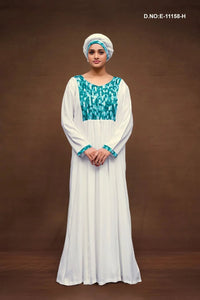 Maxi Kaftan for women with Abstract Printed Yoke Detail - غاجي والا إكسبورت Gajiwala Export