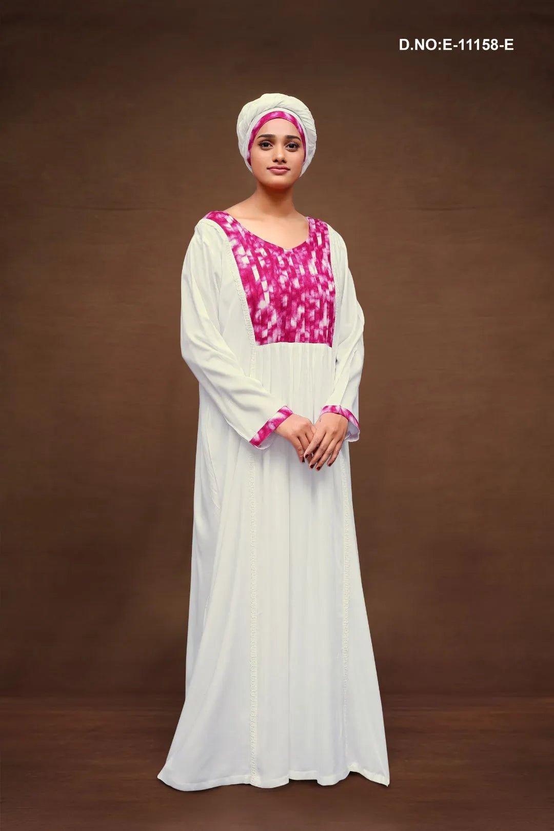 Maxi Kaftan for women with Abstract Printed Yoke Detail - غاجي والا إكسبورت Gajiwala Export