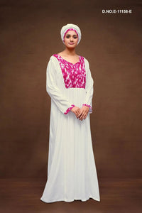 Maxi Kaftan for women with Abstract Printed Yoke Detail - غاجي والا إكسبورت Gajiwala Export