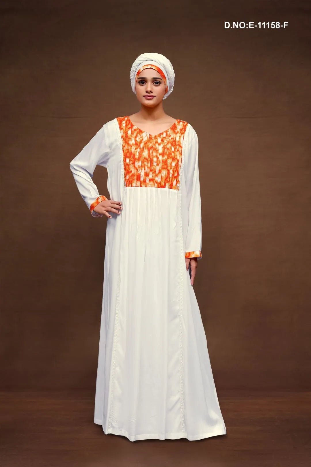 Maxi Kaftan for women with Abstract Printed Yoke Detail - غاجي والا إكسبورت Gajiwala Export