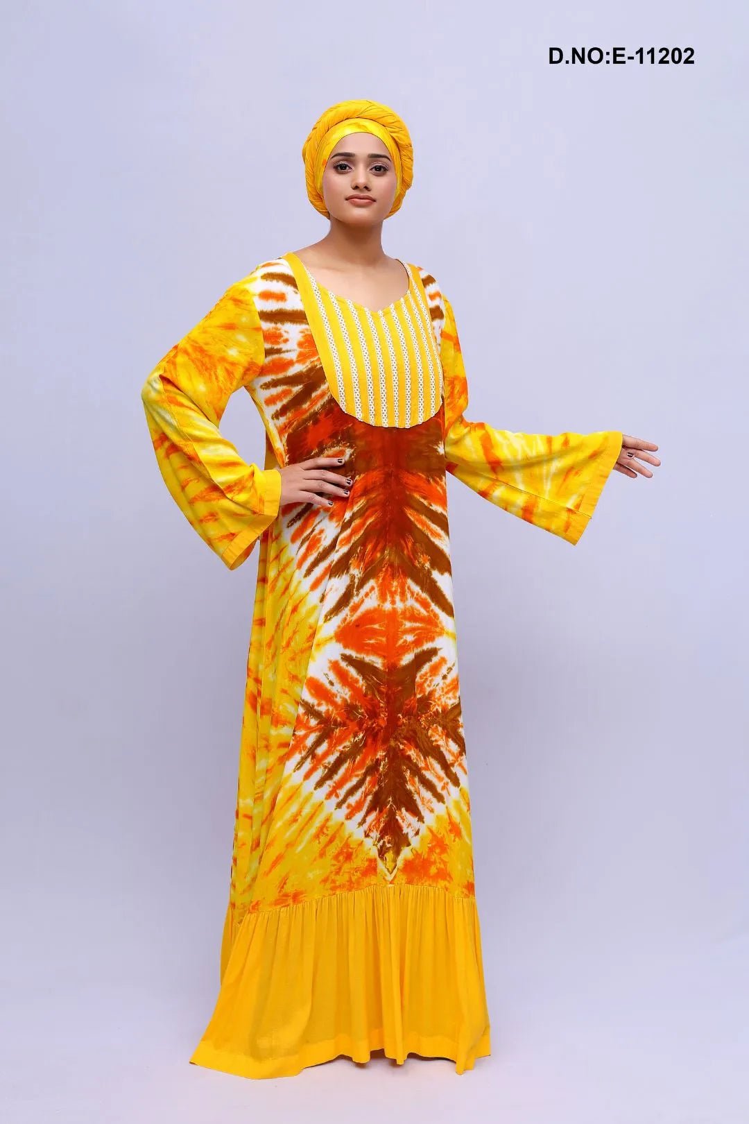Tiger Printed Kaftan With Scarf for Women - غاجي والا إكسبورت Gajiwala Export