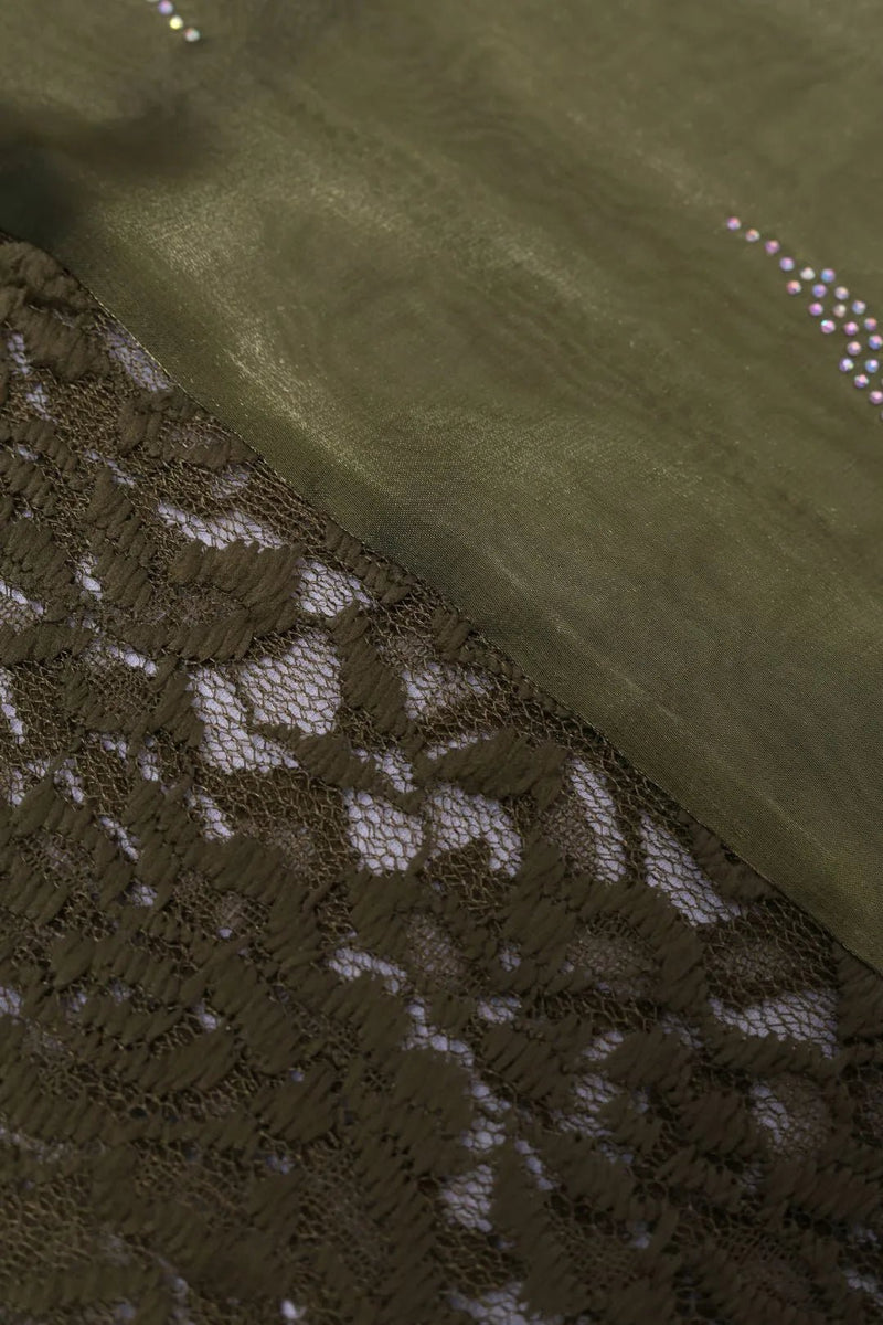 Mehendi Lace Beaded Stripe Fashion Stole for Women - غاجي والا إكسبورت Gajiwala Export