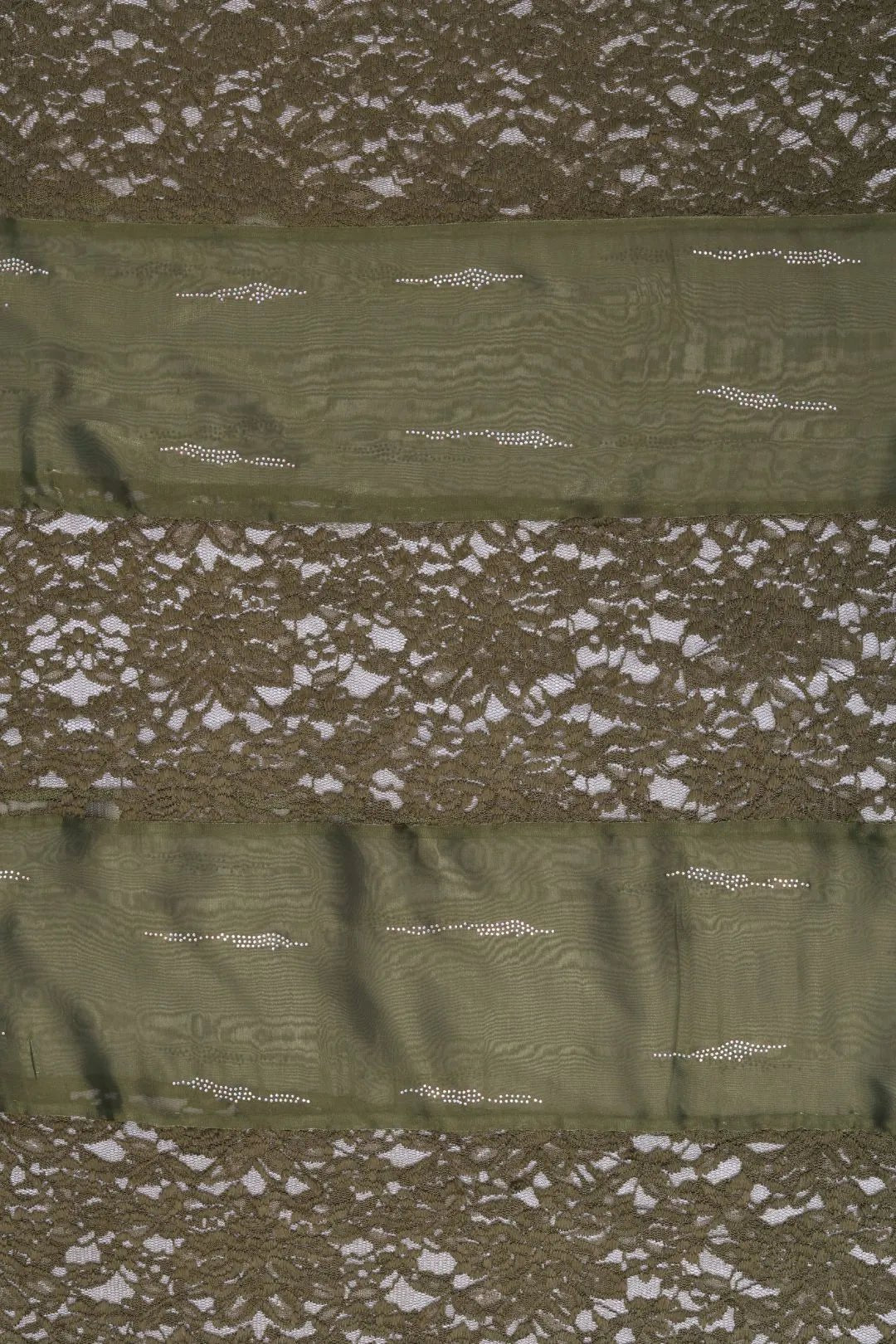 Mehendi Lace Beaded Stripe Fashion Stole for Women - غاجي والا إكسبورت Gajiwala Export