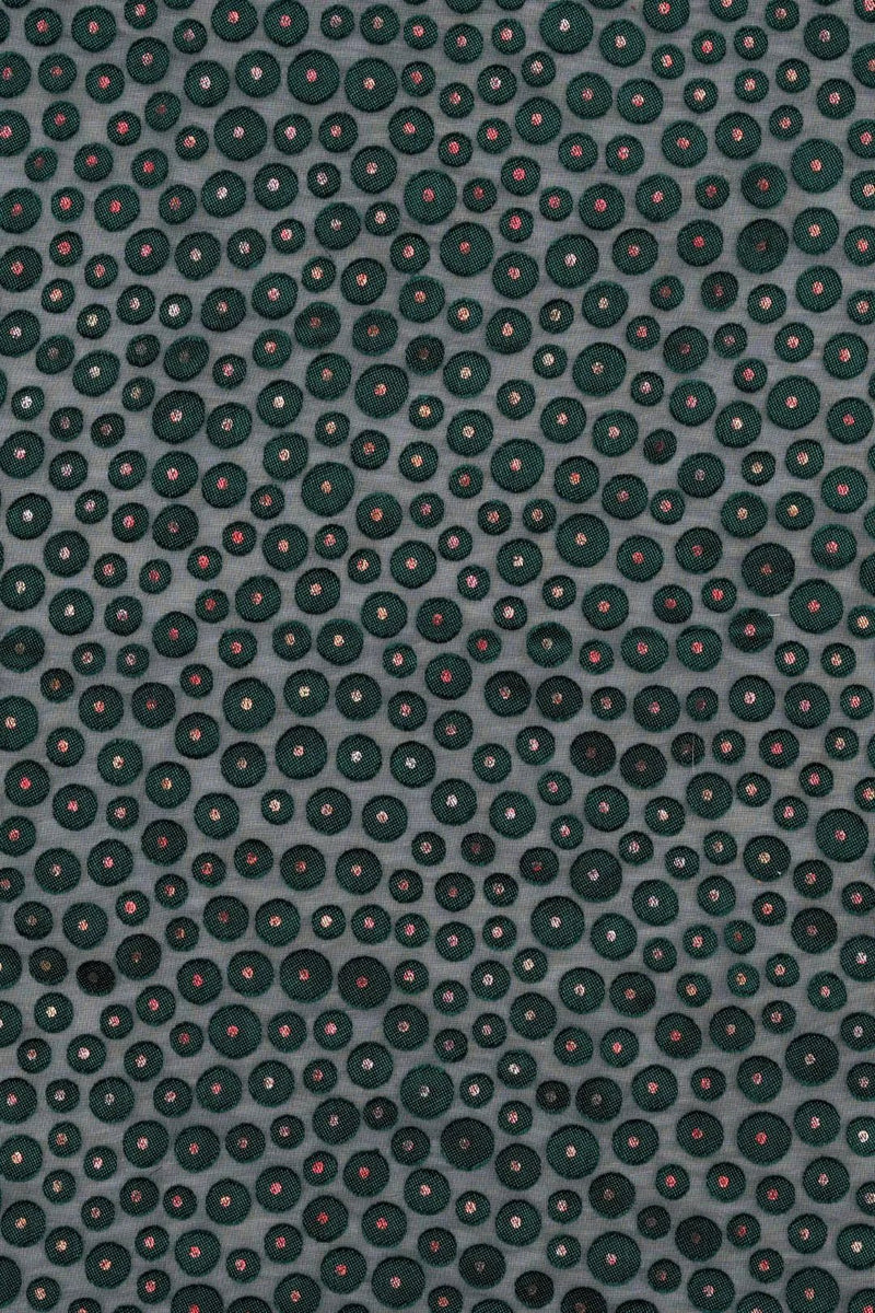 Mesmerizing Hunter Green Bullseye Sequin Mesh fabric- غاجي والا إكسبورت Gajiwala Export