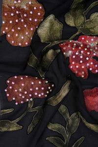 Navy Blue Sequin Fabric Designer Embroidered Material for Sarees & Gowns - غاجي والا إكسبورت Gajiwala Export