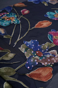 Navy Blue Sequin Fabric Designer Embroidered Material for Sarees & Gowns - غاجي والا إكسبورت Gajiwala Export