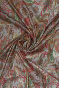 Metallic Foil Paisley Print Fabric on Neutral Base - غاجي والا إكسبورت Gajiwala Export