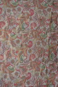 Metallic Foil Paisley Print Fabric on Neutral Base - غاجي والا إكسبورت Gajiwala Export