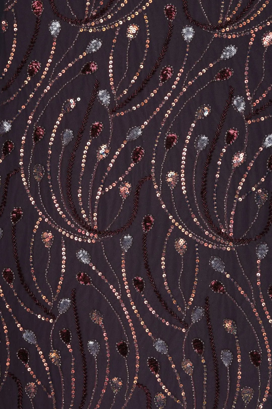 Metallic Teardrop and Bugle Bead Embroidery Fabric- غاجي والا إكسبورت Gajiwala Export