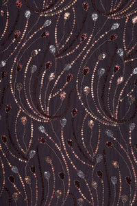 Metallic Teardrop and Bugle Bead Embroidery Fabric- غاجي والا إكسبورت Gajiwala Export