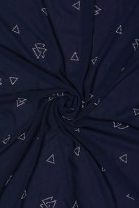 Midnight Navy Luxury Stole with Geometric Motif - غاجي والا إكسبورت Gajiwala Export