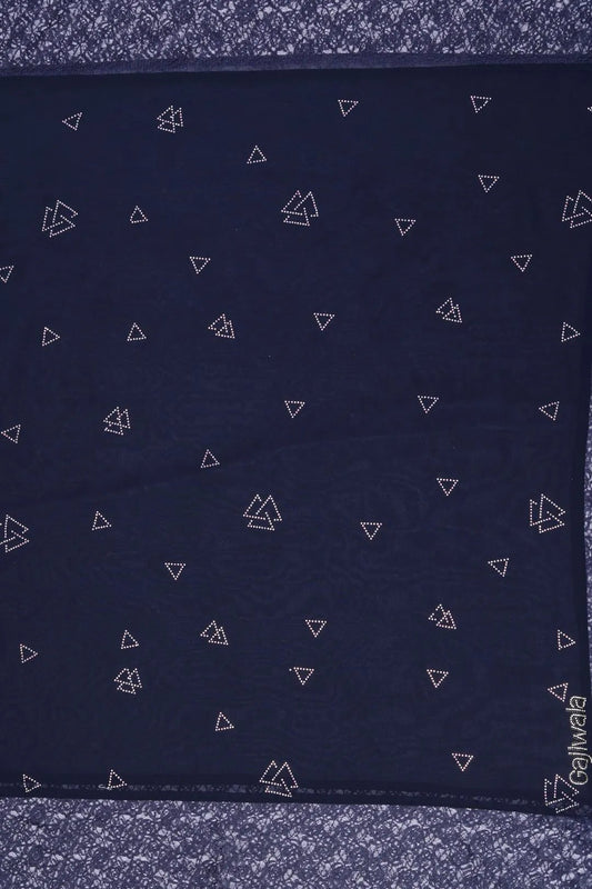 Midnight Navy Luxury Stole with Geometric Motif - غاجي والا إكسبورت Gajiwala Export