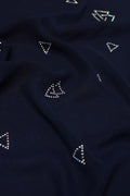 Midnight Navy Luxury Stole with Geometric Motif- غاجي والا إكسبورت Gajiwala Export