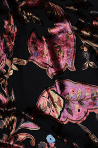 Midnight Rose Brocade Fabric with Metallic Paisley - غاجي والا إكسبورت Gajiwala Export