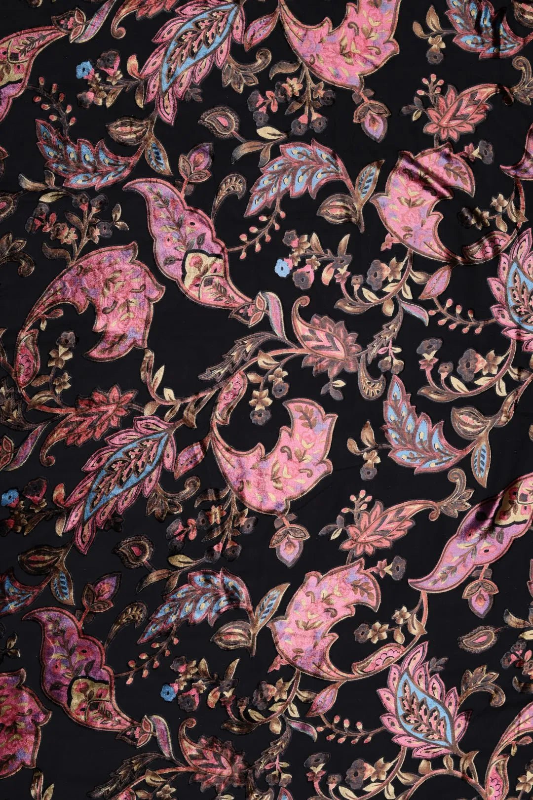 Midnight Rose Brocade Fabric with Metallic Paisley - غاجي والا إكسبورت Gajiwala Export