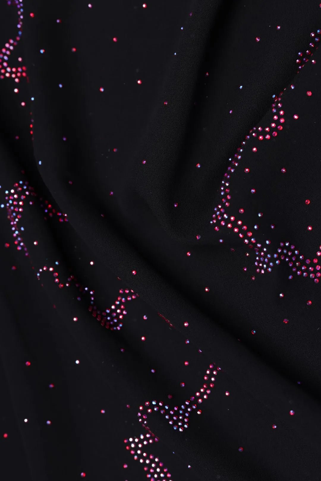 Midnight Rose Crystal Wave Mesh fabric- غاجي والا إكسبورت Gajiwala Export