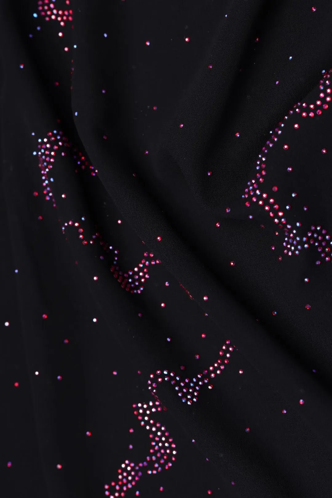 Midnight Rose Crystal Wave Mesh fabric- غاجي والا إكسبورت Gajiwala Export