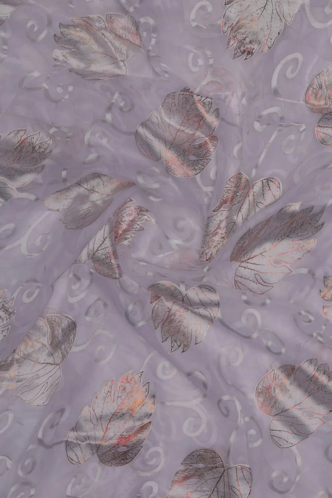 Misty Lavender Brasso Fabric with Metallic Silver - غاجي والا إكسبورت Gajiwala Export