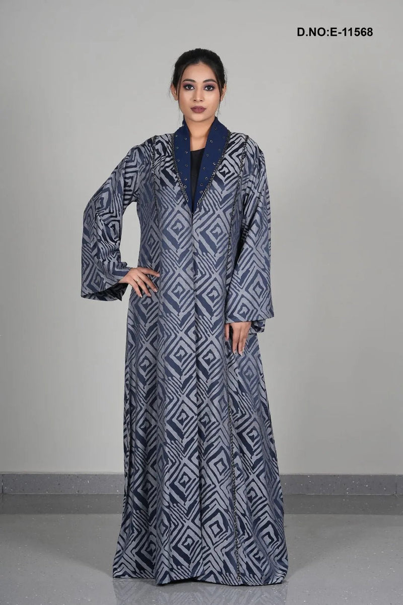 Modern Printed Shrug with Navy Contrast Detail- غاجي والا إكسبورت Gajiwala Export
