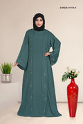 Pleated Abaya with Embellished Panels for Women - غاجي والا إكسبورت Gajiwala Export