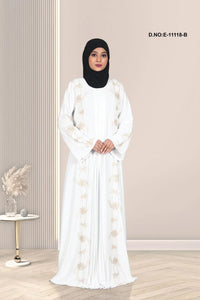 Modest Pleated Abaya with Rhinestone Detail - غاجي والا إكسبورت Gajiwala Export