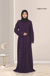 Modest Pleated Abaya with Rhinestone Detail - غاجي والا إكسبورت Gajiwala Export
