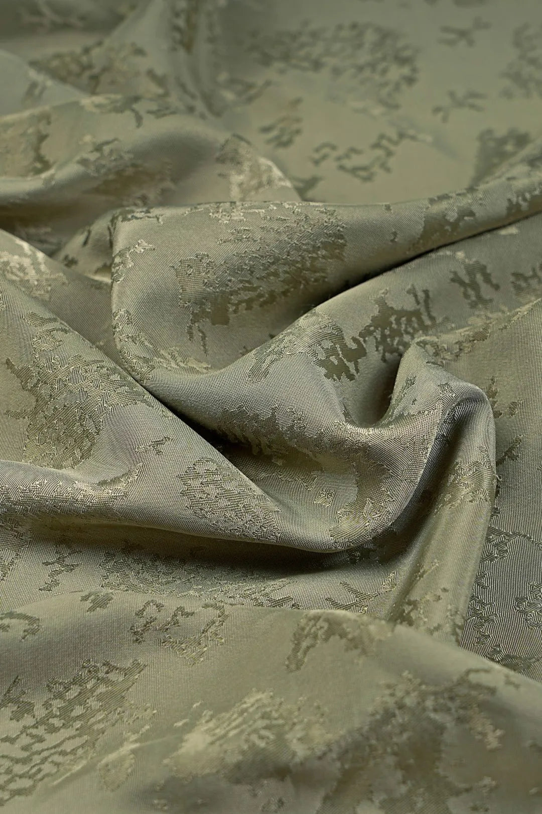 Monochromatic Mehendi Abstract Jacquard Fabric - غاجي والا إكسبورت Gajiwala Export