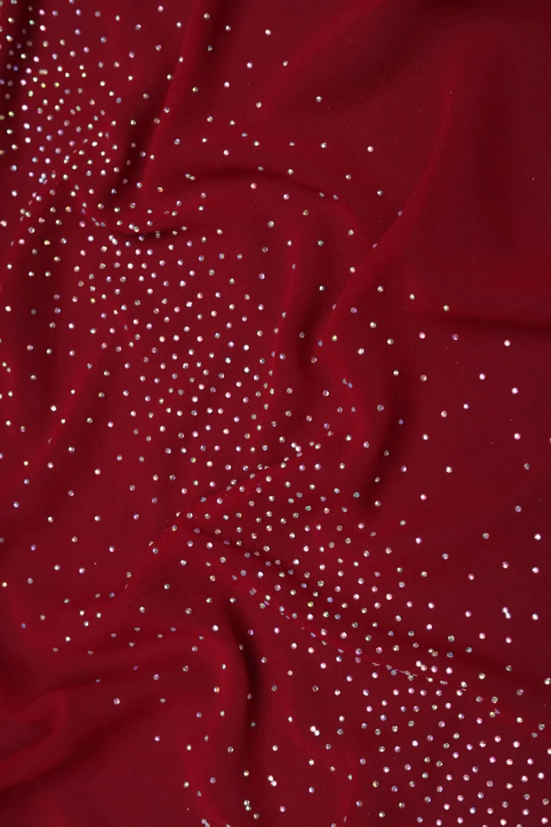 Red Lace Border Fabric with Subtle Dot Detailing- غاجي والا إكسبورت Gajiwala Export