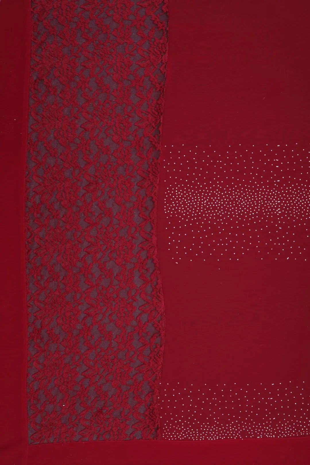 Red Lace Border Fabric with Subtle Dot Detailing- غاجي والا إكسبورت Gajiwala Export