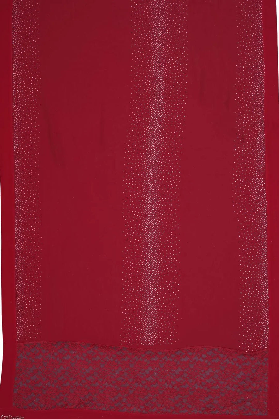 Red Lace Border Fabric with Subtle Dot Detailing- غاجي والا إكسبورت Gajiwala Export