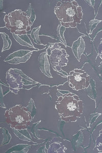 Multi - Toned Floral and Gray Foil Print Fabric - غاجي والا إكسبورت Gajiwala Export