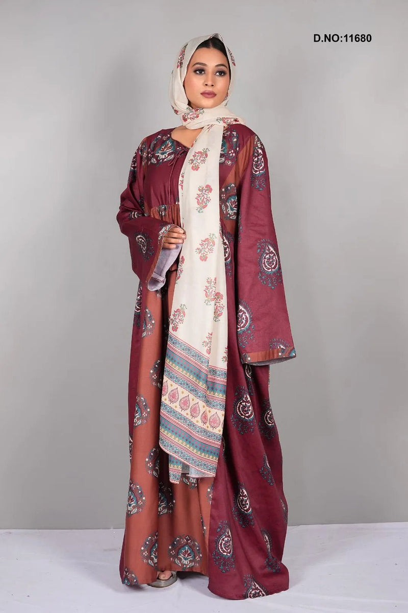 Muslin Kaftan with Traditional Printed Motif Design - غاجي والا إكسبورت Gajiwala Export