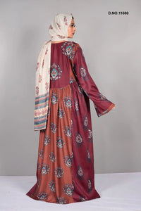 Muslin Kaftan with Traditional Printed Motif Design - غاجي والا إكسبورت Gajiwala Export