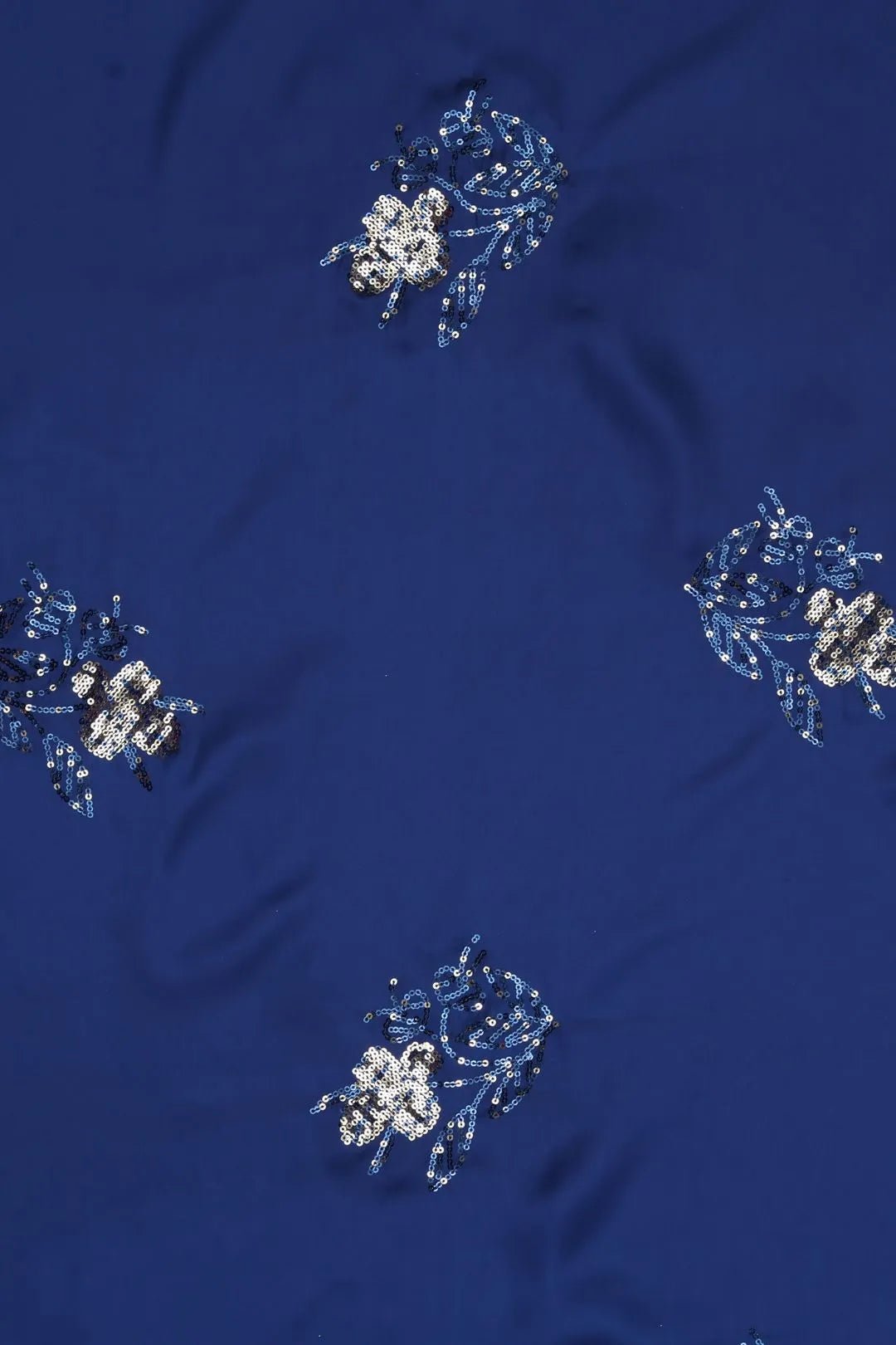 Navy Blue Fabric with Spangle Sequins Embroidery - غاجي والا إكسبورت Gajiwala Export